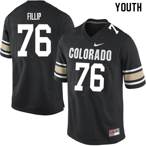 Youth #76 Frank Fillip Colorado Buffaloes College Football Jerseys Sale-Home Black - Click Image to Close